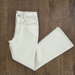 Kids Girls Old Navy Cream High Rise Flare Jeans Adjustable Waist